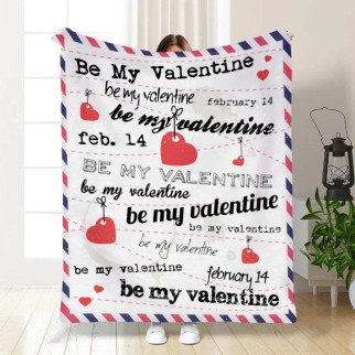 Плед 3D з побажаннями "Be My Valentine" 3301_A 15624 160х200 см - Інтернет-магазин спільних покупок ToGether