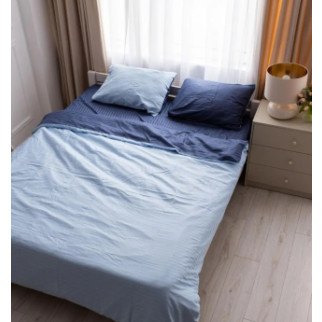 Постільна білизна двоспальна Dushka Home Страйп сатин 20513 180х215 см блакитна з синім - Інтернет-магазин спільних покупок ToGether