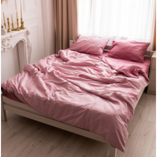 Постільна білизна євро Dushka Home Страйп сатин 20518 200х220 см світло-рожева - Інтернет-магазин спільних покупок ToGether
