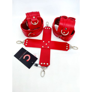 Бандаж для рук та ніг "модель Fet 10" RED, екошкіра, ручна робота, червоний - Інтернет-магазин спільних покупок ToGether