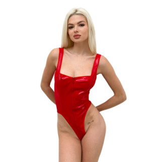 Лаковане боді з сіткою D&A Зухвала Стелла XL, червоне, блискавка на все тіло - Інтернет-магазин спільних покупок ToGether