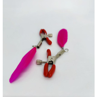 Затискачі на соски DS Fetish Nipple clamps feather L red - Інтернет-магазин спільних покупок ToGether