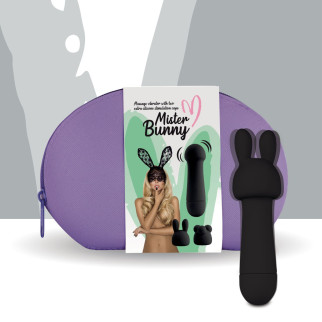 Мінівібратор FeelzToys Mister Bunny Black з двома насадками - Інтернет-магазин спільних покупок ToGether