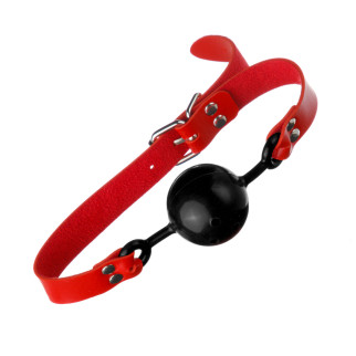 Кляп кулька DS Fetish, чорний на червоному ремінці - Інтернет-магазин спільних покупок ToGether