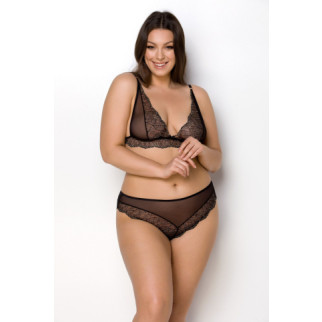 Комплект білизни Passion Amberly Set 6XL/7XL black, ліф, трусики бразиліана, люрексова нитка - Інтернет-магазин спільних покупок ToGether