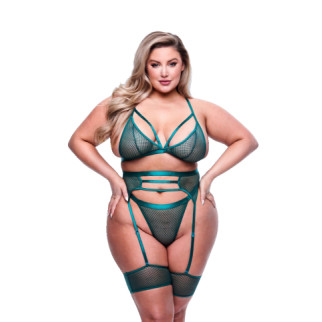 Комплект білизни 3PC STRAPPY BRA, GARTER & PANTY SET GREEN, QUEEN - Інтернет-магазин спільних покупок ToGether