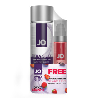 Комплект System JO GWP - Xtra Silky Silicone (120 мл) & Oral Delight - Strawberry (30 мл) - Інтернет-магазин спільних покупок ToGether