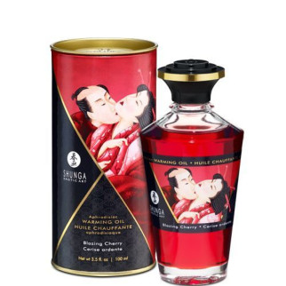 Розігрівальна олія Shunga Aphrodisiac Warming Oil – Blazing Cherry (100 мл) без цукру, смачна - Інтернет-магазин спільних покупок ToGether