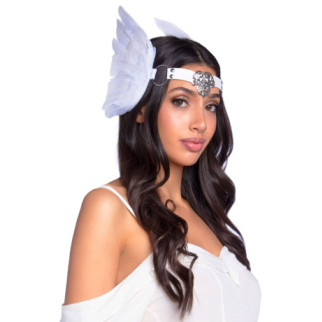 Пов’язка на голову з крилами Leg Avenue Feather headband White, пір’я та натуральна шкіра - Інтернет-магазин спільних покупок ToGether