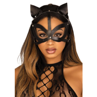 Маска кішки з екошкіри Leg Avenue Vegan leather studded cat mask Black - Інтернет-магазин спільних покупок ToGether