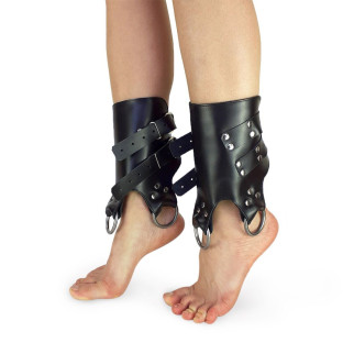Поножі манжети для подвіса за ноги Leg Cuffs, натуральна шкіра, колір чорний - Інтернет-магазин спільних покупок ToGether