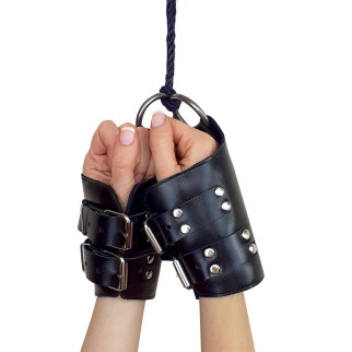 Манжети для підвісу за руки Kinky Hand Cuffs For Suspension з натуральної шкіри, колір чорний - Інтернет-магазин спільних покупок ToGether