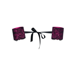 Атласні наручники-манжети на стрічках Obsessive Roseberry cuffs, pink, прикрашені мереживом - Інтернет-магазин спільних покупок ToGether