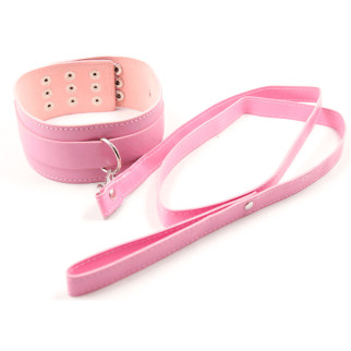 Нашийник з повідцем DS Fetish Collar with leash pink metal - Інтернет-магазин спільних покупок ToGether