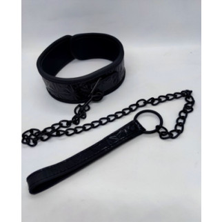 Нашийник з повідцем DS Fetish Collar with leash black iron - Інтернет-магазин спільних покупок ToGether