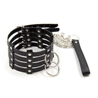 Нашийник з ланцюжком DS Fetish Collar with chain leash black - Інтернет-магазин спільних покупок ToGether