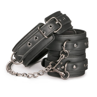 Нашийник із поножами, чорний Leather Collar With Anklecuff - Інтернет-магазин спільних покупок ToGether