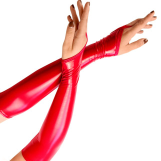 Вінілові міттинки Art of Sex - Lora довгі, размер M, колір червоний - Інтернет-магазин спільних покупок ToGether