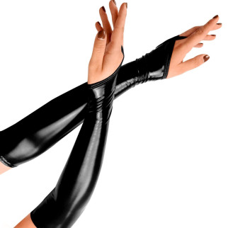 Вінілові міттинки Art of Sex - Lora довгі, размер M, колір чорний - Інтернет-магазин спільних покупок ToGether