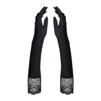 Високі рукавички з каменями та мереживом Obsessive Miamor gloves, black - Інтернет-магазин спільних покупок ToGether