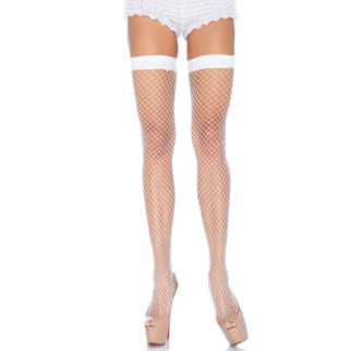 Панчохи-сітка Leg Avenue Fishnet Thigh Highs White, дрібна сітка, one size - Інтернет-магазин спільних покупок ToGether