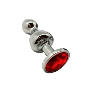 Металева анальна пробка Wooomy Lollypop Double Ball Metal Plug Red M, діаметр 3,1 см, довжина 9,4 см - Інтернет-магазин спільних покупок ToGether