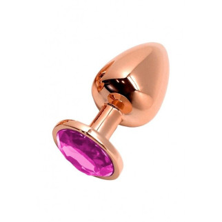 Металева анальна пробка Wooomy Tralalo Rose Gold Metal Plug Magenta M, діаметр 3,4 см, довжина 8 см - Інтернет-магазин спільних покупок ToGether