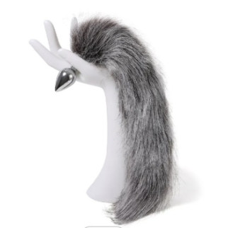 Анальна пробка з хвостом Anal plug faux fur fox tail light grey polyeste - Інтернет-магазин спільних покупок ToGether