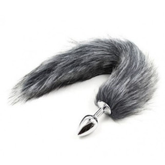 Анальна пробка S лисячий хвіст DS Fetish Anal plug S faux fur fox tail light grey polyeste - Інтернет-магазин спільних покупок ToGether