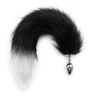 Анальна пробка S лисячий хвіст DS Fetish Anal plug S faux fur fox tail Black/white polyeste - Інтернет-магазин спільних покупок ToGether