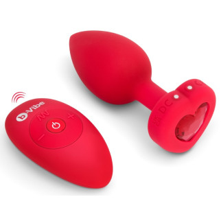 Анальна пробка з вібрацією і пультом управління B-Vibe Vibrating Heart Plug M/L Red - Інтернет-магазин спільних покупок ToGether
