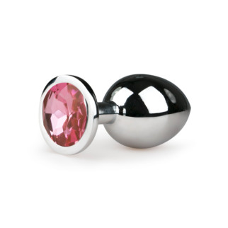 ET125PNK Анальна пробка Easytoys з рожевим кристалом, срібна, 8.4 х 3.2 см - Інтернет-магазин спільних покупок ToGether