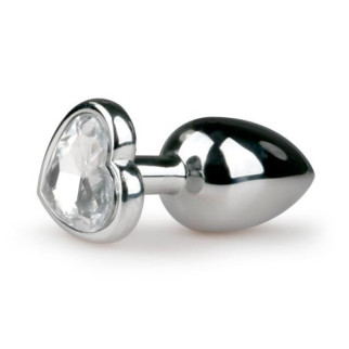 Анальна пробка Easytoys з білим кристалом у формі серця, срібна, 7.4 х 2.6 см - Інтернет-магазин спільних покупок ToGether