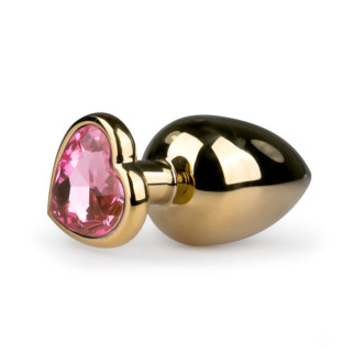 Анальна пробка Easytoys з рожевим кристалом у формі серця, золота, 9.6 х 3.8 см - Інтернет-магазин спільних покупок ToGether