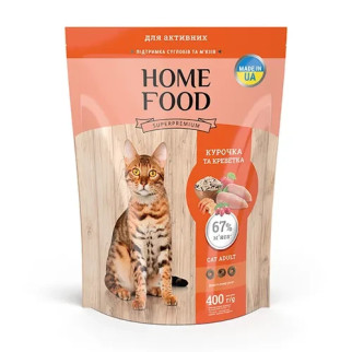 Сухий корм HOME FOOD для дорослих котів «Курочка та креветка» Для активних 400 г - Інтернет-магазин спільних покупок ToGether
