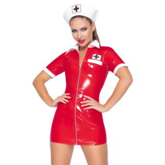 Костюм медсестри червоний Black Level Vinyl Nurse red XL - Інтернет-магазин спільних покупок ToGether