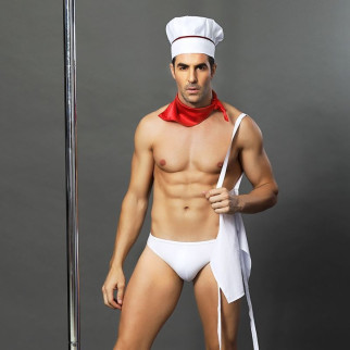 Чоловічий еротичний костюм кухаря JSY "Умілий Джек" : сліпи, фартух, хустка і ковпак - Інтернет-магазин спільних покупок ToGether