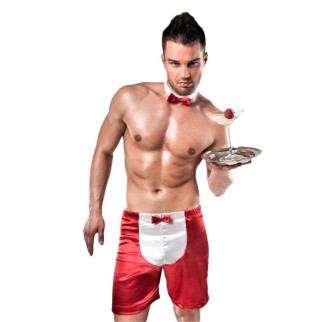 Чоловічий еротичний костюм офіціанта Passion 019 SHORT red S/M, шорти і метелик - Інтернет-магазин спільних покупок ToGether