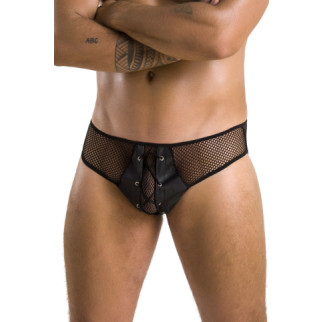 Чоловічі труси зі шнурівкою Passion 035 Slip Richard L/XL Black, екошкіра, сітка - Інтернет-магазин спільних покупок ToGether