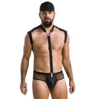 Комплект еротичної чоловічої білизни Passion 038 Set John L/XL Black, боді, кепка - Інтернет-магазин спільних покупок ToGether