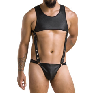 Чоловіче шкіряне боді Passion 056 Adam L/XL Black, заклепки - Інтернет-магазин спільних покупок ToGether
