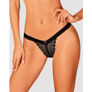 Мереживні трусики із заниженою талією Obsessive Estiqua panties M/L, чорні - Інтернет-магазин спільних покупок ToGether