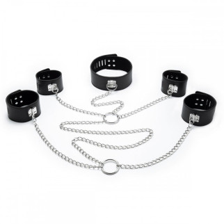 Система фіксації DS Fetish Neck collar and hogtie restraints with chain чорна - Інтернет-магазин спільних покупок ToGether