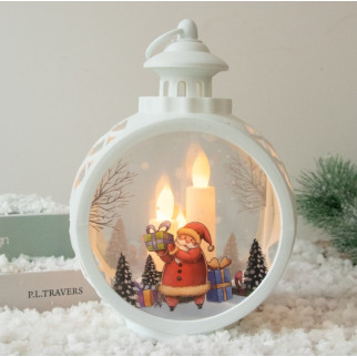 Ліхтар новорічний декоративний круглий Дід Мороз 13997 білий - Інтернет-магазин спільних покупок ToGether