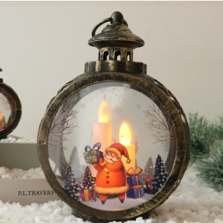 Ліхтар новорічний декоративний круглий Дід Мороз 13999 зістарене золото - Інтернет-магазин спільних покупок ToGether