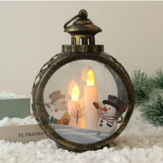 Ліхтар новорічний декоративний круглий Сніговик 13998 зістарене золото - Інтернет-магазин спільних покупок ToGether