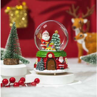 Куля новорічна декоративна з підсвіткою з музикою та зі автоснігом Дід Мороз з подарунками 13995 16х11 см - Інтернет-магазин спільних покупок ToGether