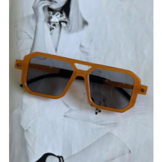Сонцезахисні окуляри в широкій оправі з подвійною переносицею унісекс  Карамельний (0802) - Інтернет-магазин спільних покупок ToGether