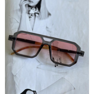 Сонцезахисні окуляри в широкій оправі з подвійною переносицею унісекс Сірий з рожевим (0802) - Інтернет-магазин спільних покупок ToGether