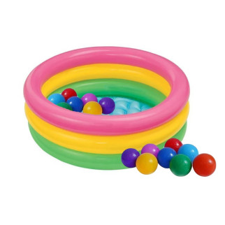 Дитячий надувний басейн Intex 58924-1 «Райдуга», 86 х 25 см, з кульками 10 шт - Інтернет-магазин спільних покупок ToGether